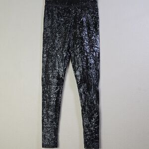 Lip Service Pvc Shiny Black Crushed  Leggings Size MEDIUM